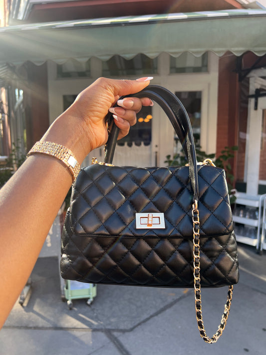 Jane quilted black crossbody bag