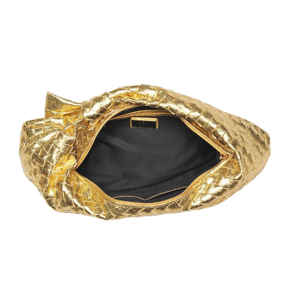 Chic woven gold shoulder bag