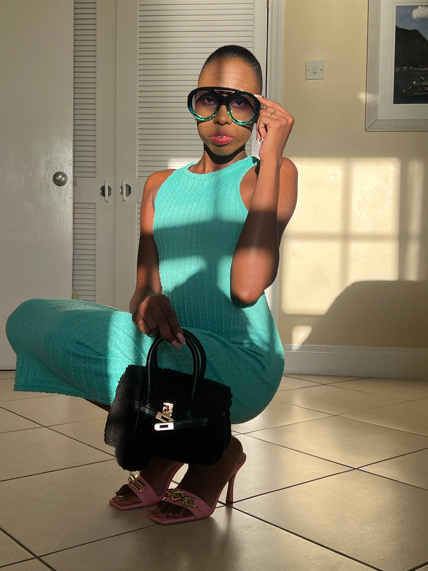 Aqua sweater dress
