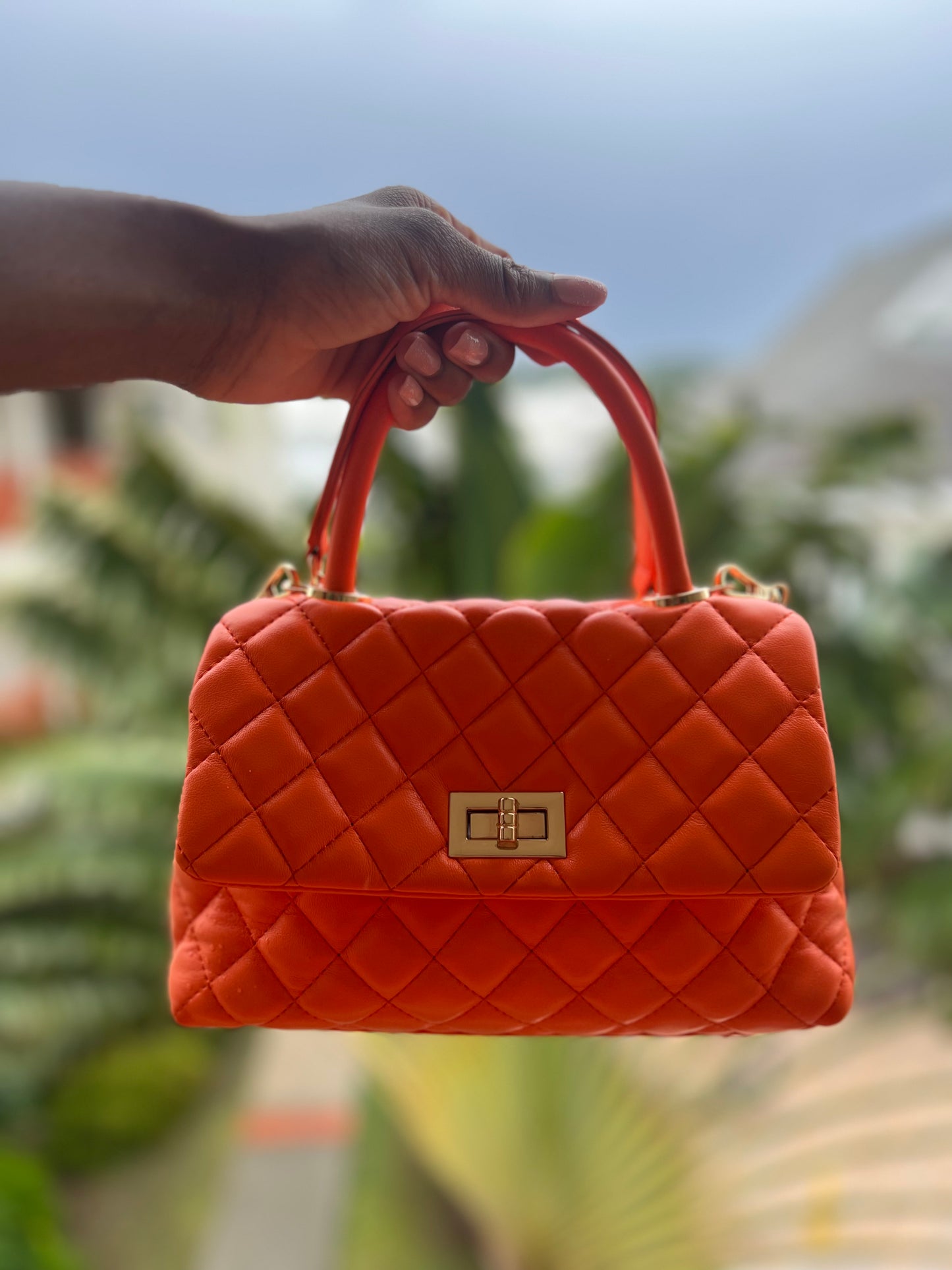 Jane quilted orange crossbody bag