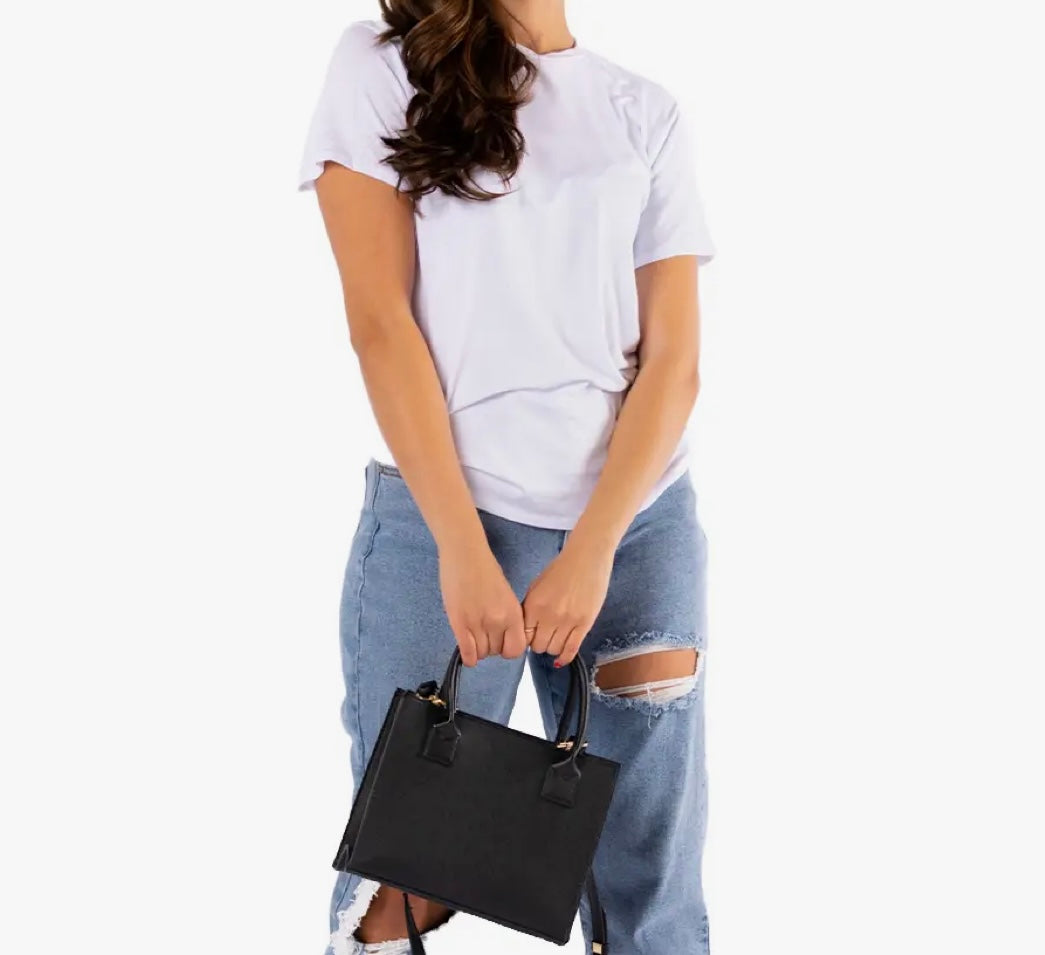 Mini modern black tote bag