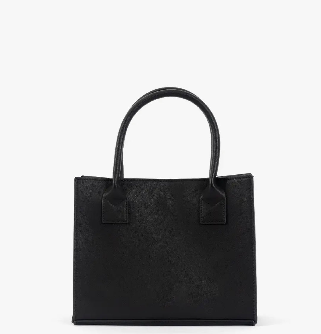 Mini modern black tote bag