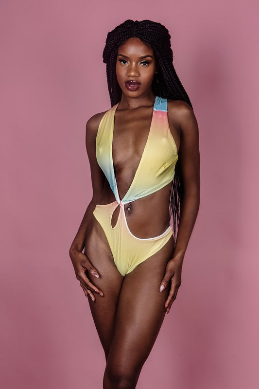 Ella sunset ribbed monokini